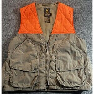 Browning Upland Hunting Vest Men’s Sz M Multiple Pockets Zipped Orange Shoulders